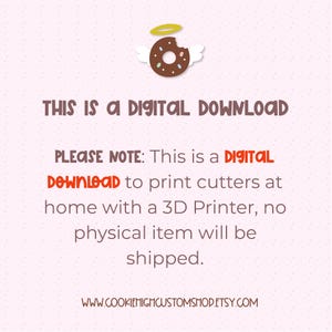 May include: A digital download graphic on a pink background. The text reads "THIS IS A DIGITAL DOWNLOAD" and "PLEASE NOTE: This is a DIGITAL DOWNLOAD to print cutters at home with a 3D Printer, no physical item will be shipped."