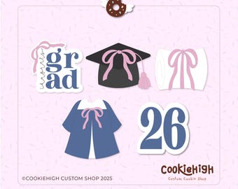 Small Coquette Graduation Cookie Cutter Set of 5 .Stl | + Eddie PNG Image! | Instant Download!