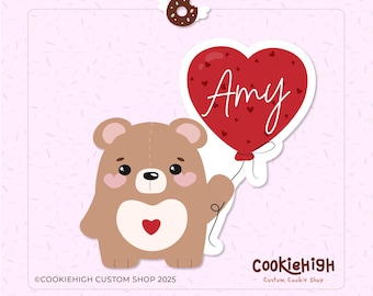 Valentine Teddy Bear Ballon Cookie Cutter Set .Stl + PNG Image of Eddie! | Instant download!