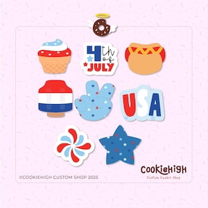 Happy 4th Patriotic Day Set 8 Cookie Cutter .Stl + PNG Image of Eddie! | Instant download!