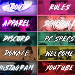 90s Anime Style Twitch Panels