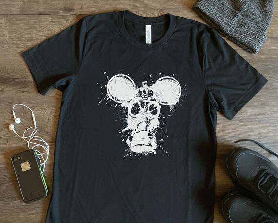 Gas Mousk Tshirt, Gas Mask Mouse Biohazard Dark Humor Steampunk