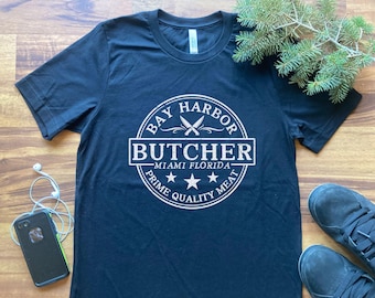 Grappig T-shirt met parodie op het logo van een slagerij in Florida, T-shirt met een verweerde graphic van Prime Quality Cuts, en een origineel cadeau met een slagersmes in kustthema.