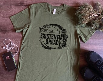Existentiële angst, grappig wakker worden geur de donkere parodie humor moderne geestelijke gezondheid tshirt cadeau, cynisch bittere pessimist emo depressie shirt