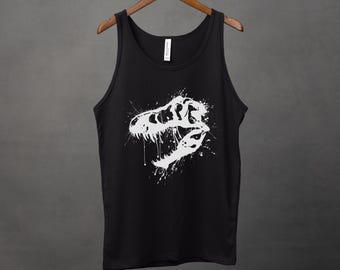 Trex Skull Tanktop, Tyrannosaurus Rex Roar Bloody Horror Dark Humor Dark Humor Dinosaur Park Parodie Skelet Fossiel Punk Goth Shirt Cadeau, Dino Lover