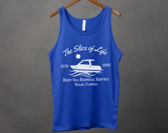 Miami Florida Tanktop met vaarthema, grappige parodie op een zakelijk shirt met zwarte humor, cadeau, diepzeeafvalverwerkingsboot