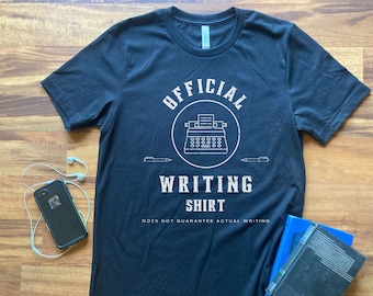 Official Writing Shirt Tshirt, Writer Humor Funny Author Novelist Journalist Gift, Write Read More Story English Reading Teacher Disclaimer