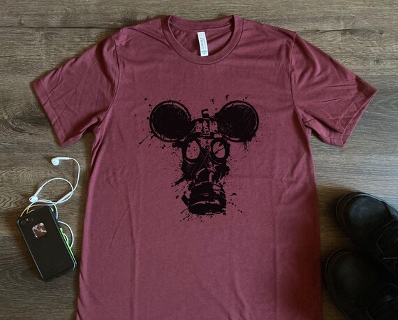 Gas Mousk Tshirt, Gasmask Mouse Steampunk Biohazard Mask Dark