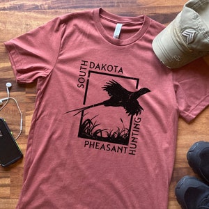South Dakota Pheasant Hunting, SD Rooster Hunt Fun Trip Season Hunter Tshirt Gift, Shotgun Sport Fall October Scenic Outdoors Activity Shirt