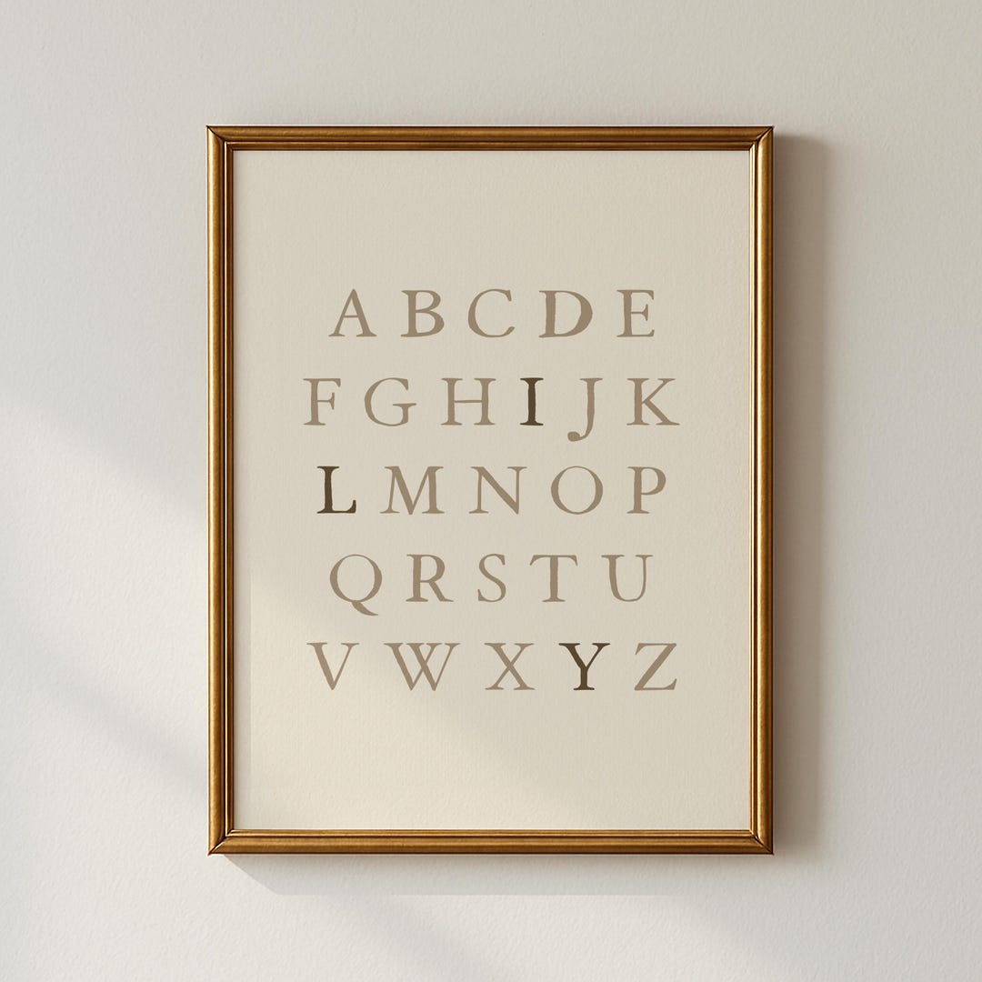 Neutral ABC Print, Digital Download, Vintage Print, Nursery Print ...
