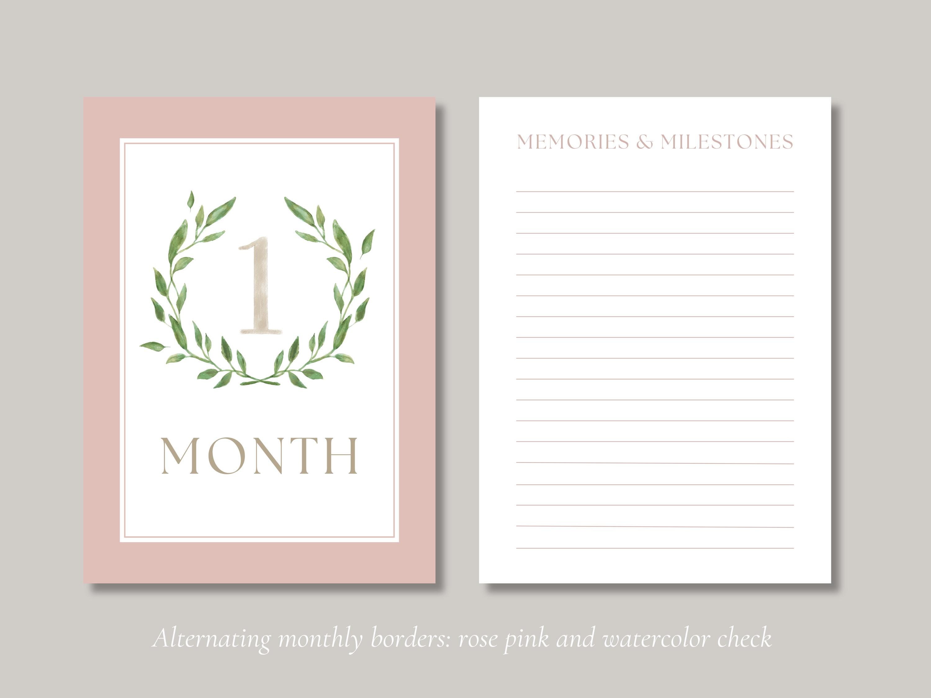 Baby Girl Monthly Milestone Cards | Watercolor Milestone Cards | Pink ...