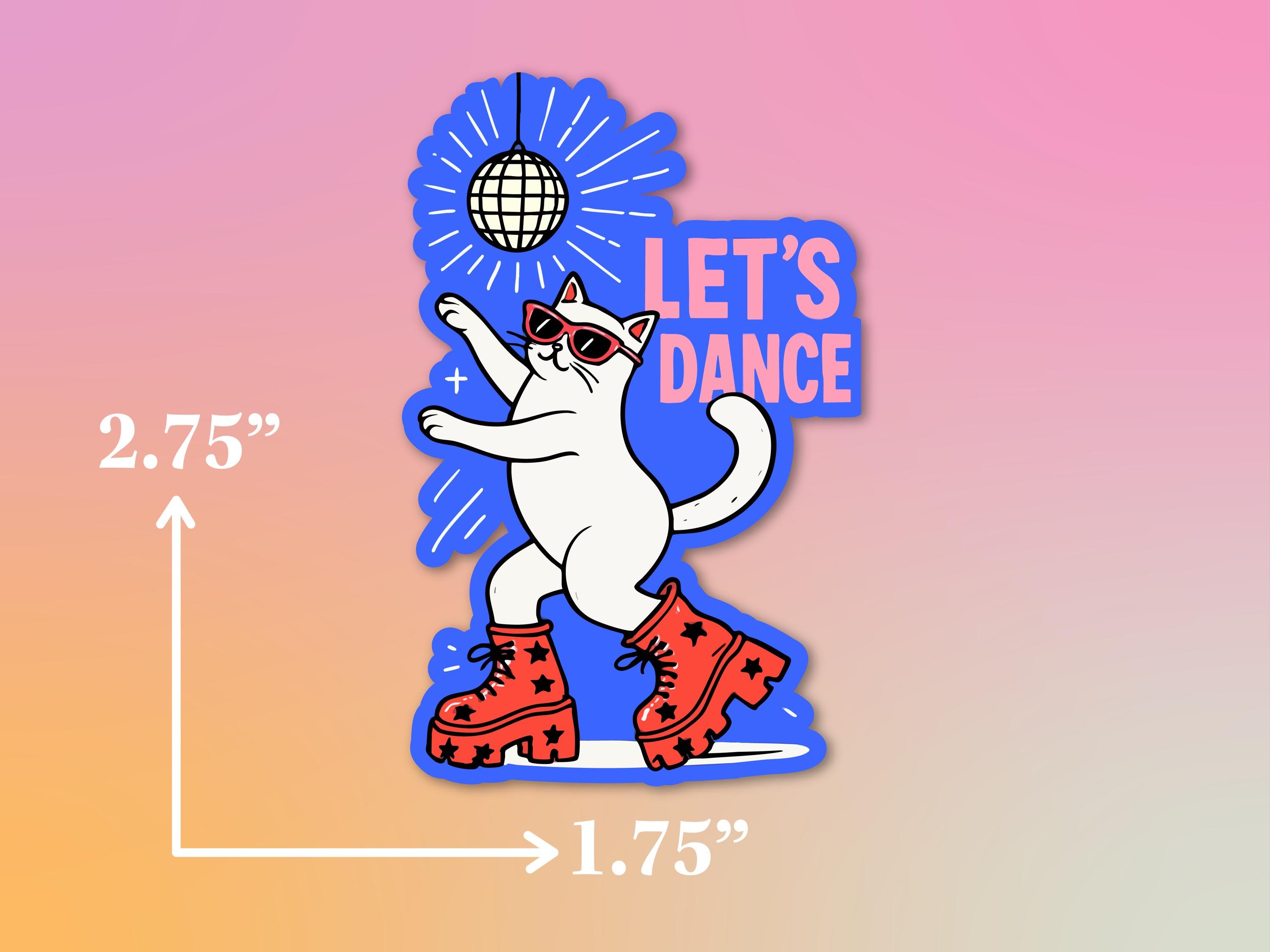 Let’s Dance Cat Sticker – Holographic Blue Vinyl Dancing Cat With Boots ...
