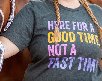 楽しい時間を過ごそう バレルレーシング Tシャツ - ダークヘザーグレー ロデオ ウエスタン Tシャツ