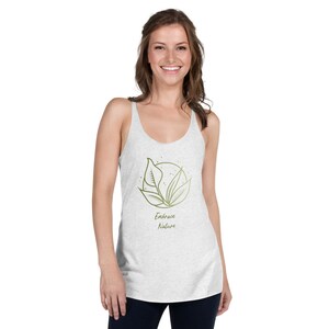 Women&#39;s Racerback Tank with green leaves design