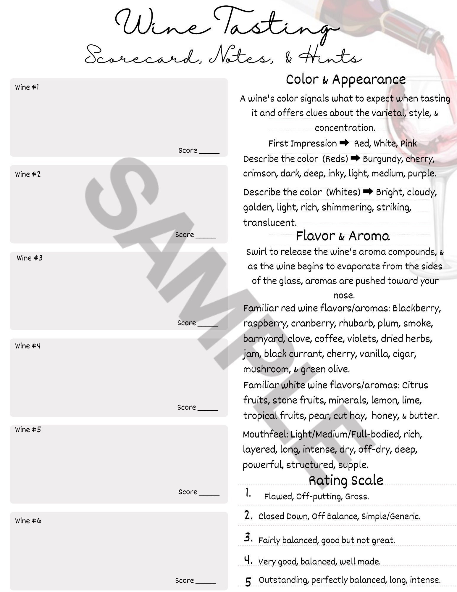 Wine Tasting Three-in-one! Wine Scorecard, Wine Tasting Notes, Wine ...