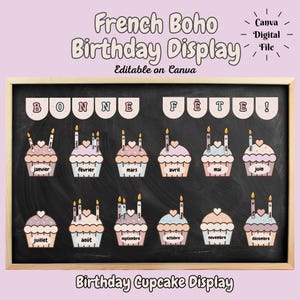 French Boho Birthday Display - French Boho Class Birthdays - Bonne Fete Display