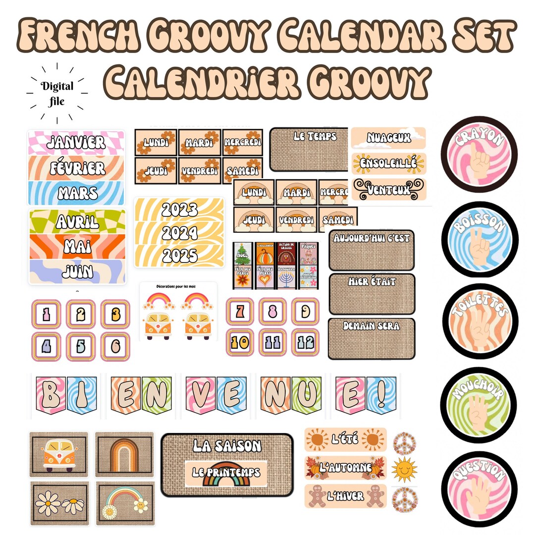 French Groovy Calendar Calendrier Groovy Etsy