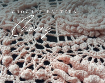 CHERRY - Digital pattern for crochet doily (Written instructions only), English