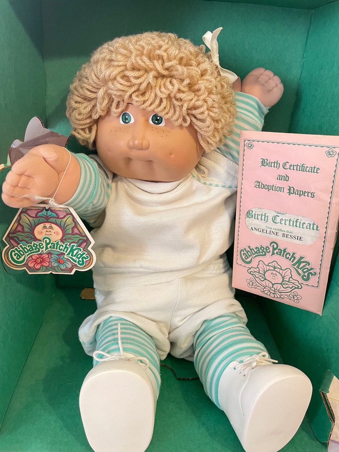 Cabbage Patch Kid Angeline Bessie NIB Rarer 1st Ed 1983 Brat Face HM2