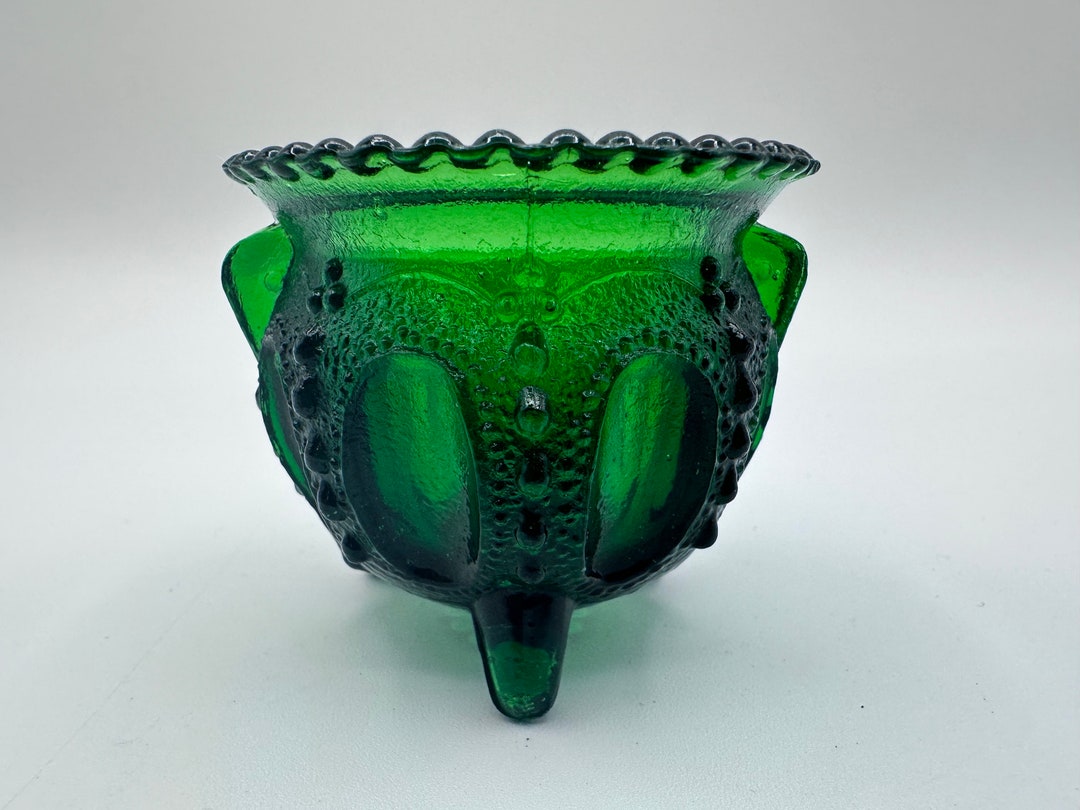 US Glass Pressed Green Glass Toothpick Holder Rare Pattern Etsy