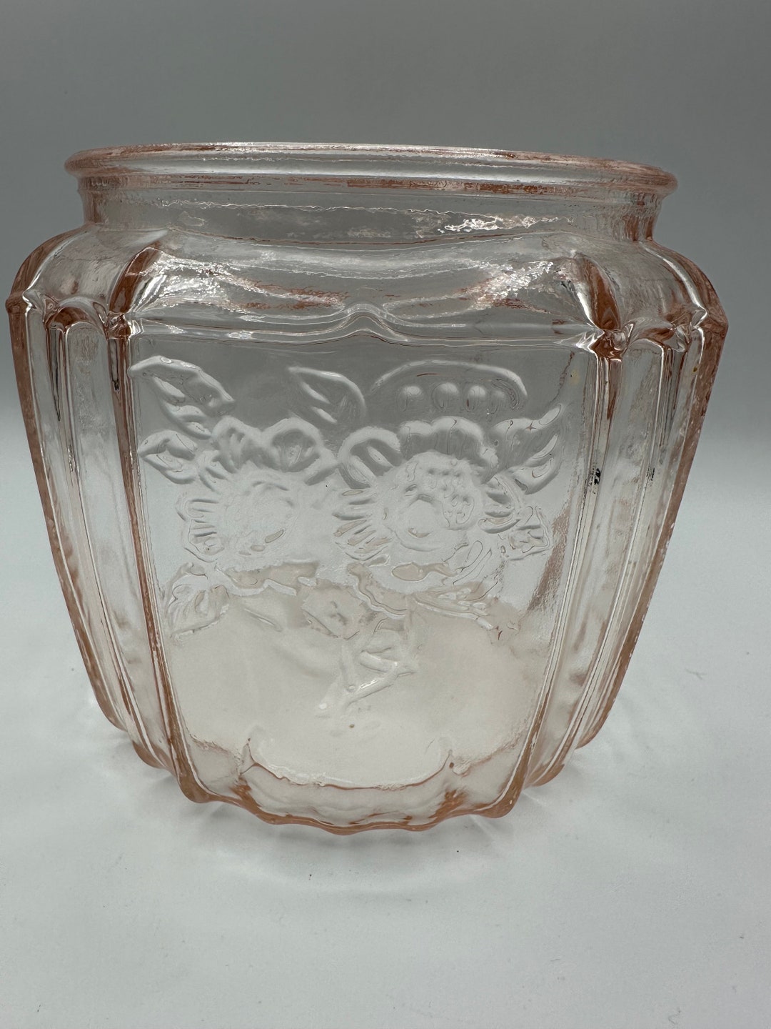 Vintage Mayfair Pink Depression Glass Cookie, Biscuit Jar by Anchor