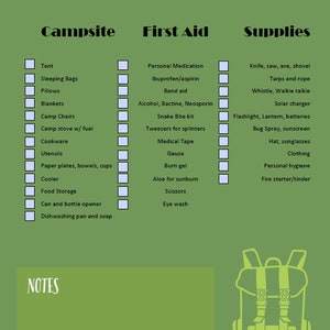 Camping checklist-digital pdf form