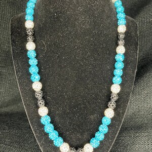 Black Blue Beaded Baseball Necklace White Rhinestone Baby Powder Sky Bleu Chain Bling Studded Disco Harper Rainbow Football