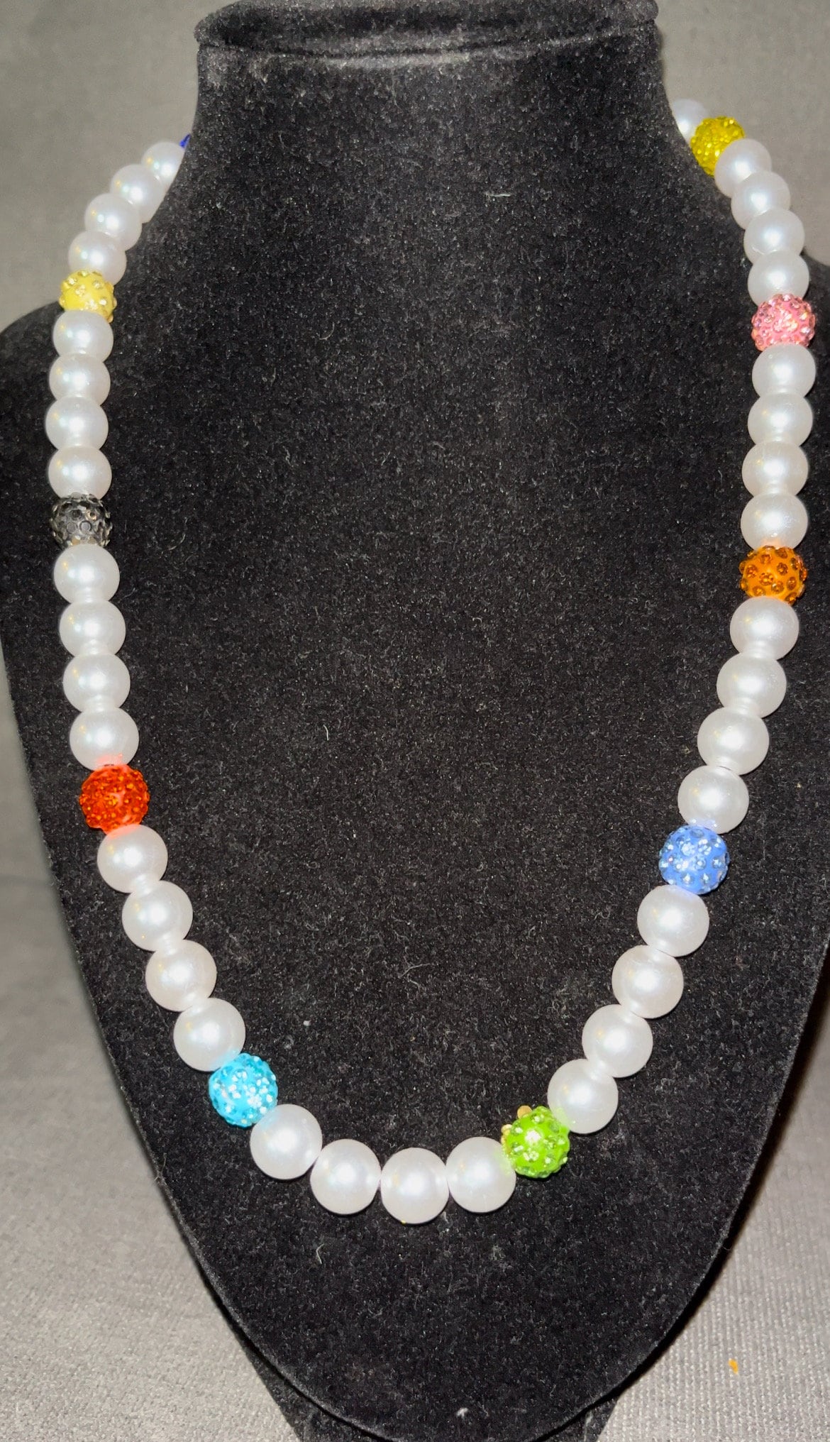 Aunt Pearl Baseball Beaded Necklace Rhinestone Bead Chain