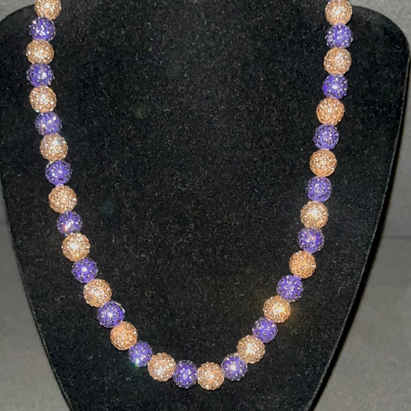 Gold Beaded Necklace Baseball Purple Royalty Golden Kobe Rhinestone Bead Chain Shiny Bling Yellow Royal Harper Football Sport Mamba