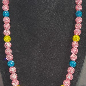 PINK Party Baseball Necklace Blue Yellow Red White Orange World Series Royal Rhinestone Bead Chain Bling Basketball
