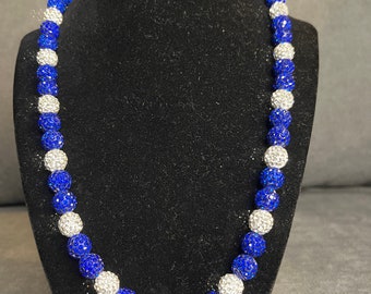 Dodger Blue Beaded Baseball Necklace Rhinestone Bling White Bead Jewelry Phillies Ohtani Light Sky Powder Chain Cabrera Harper Football