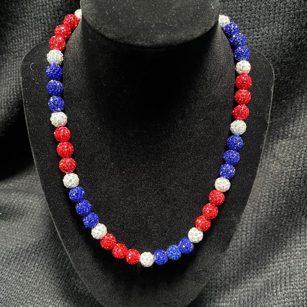 Phillies Beaded Necklace Rhinestone Baseball Bead Bling Shiny Freedom Chain Red Blue White USA Jose Alvarado Cabrera Harper Marsh Sports