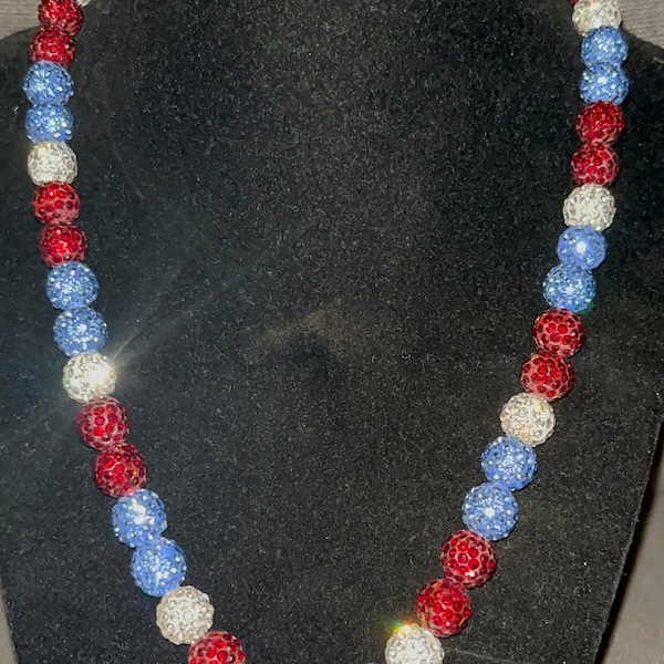 Retro Phillies Beaded Necklace Rhinestone Baseball Throwback Bead Chain Red Light Baby Powder Blue White Maroon USA Turner Alvarado Harper