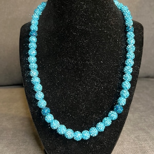 Baby Blue Beaded Baseball Necklace Rhinestone Bling White Bead Phillies Dodgers White Light Sky Powder Chain Cabrera Harper Football
