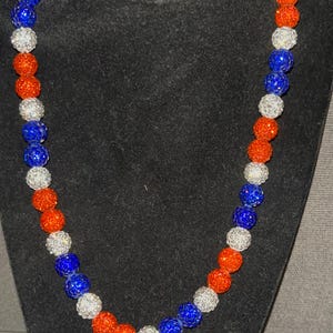 Mets Beaded Baseball Necklace Blue White Orange New York Knicks World Series Royal Rhinestone Bead Chain Bling Basketball Pollyana Millville