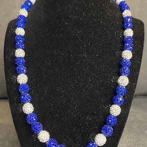 Dodger Blue Beaded Baseball Necklace Rhinestone Bling White Bead Jewelry Phillies Ohtani Light Sky Powder Chain Cabrera Harper Football