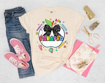 Back to School Paraprofessional Apple Design, Coquette Bow PNG (Digital Download)
