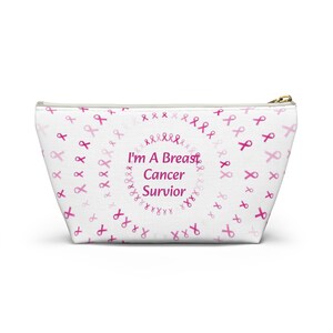 Breast Cancer Accessory Pouch w T-bottom