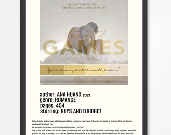 Juegos retorcidos por Ana Huang Poster - Descarga Digital, Póster, Arte de pared, Libros, BookTok, Amantes de los libros, Rhys y Bridget, Calcomanía, libro retorcido
