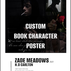 Custom Book Character Poster - Digital Download, Poster, Wall Art, Books, BookTok, dark romance , romance, Book Art