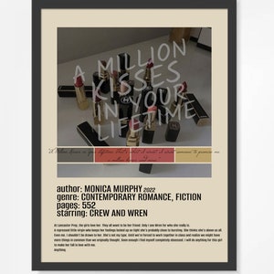 A Million Kisses in Your Lifetime by Monica Murphy Poster - Digital Download, Poster, Wall Art, Books, BookTok, Book lovers, Crew and Wren