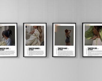 Twisted Series de Ana Huang Poster - Descarga digital 4x, Póster, Arte de pared, Libros, BookTok, amantes, Póster de libro, Ava, jules, bridget, Stella