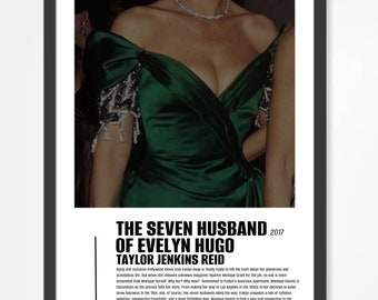 The Seven Husbands Of Evelyn Hugo by Taylor Jenkins Reid Poster - Digital Download, Poster, Wall Art, Books, BookTok, Book lovers,