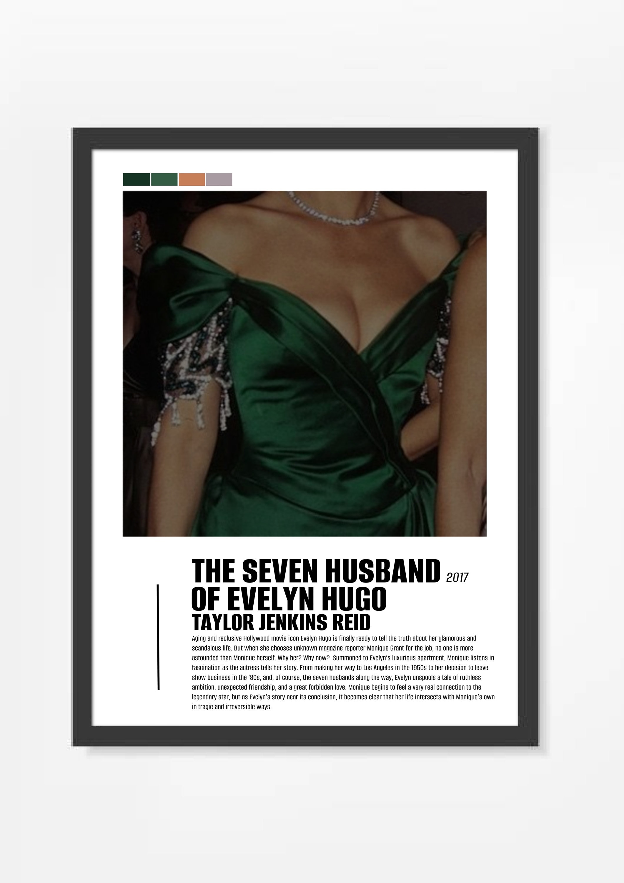 The Seven Husbands Of Evelyn Hugo by Taylor Jenkins Reid Poster - Digital Download, Poster, Wall Art, Books, BookTok, Book lovers,