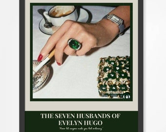 The Seven Husbands Of Evelyn Hugo by Taylor Jenkins Reid Poster - Digital Download, Poster, Wall Art, Books, BookTok, Book lovers,
