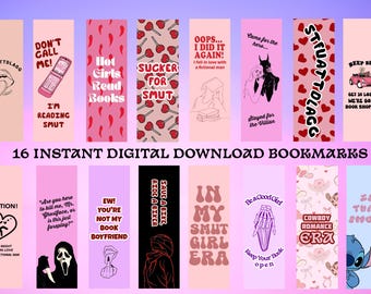 Marcadores de libros románticos IMPRIMIR DESCARGAR - Descarga digital 4x, Libros, BookTok, amantes, Póster de libros, Smut