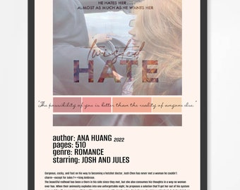 Twisted Hate di Ana Huang Poster - Download digitale, Poster, Wall Art, Libri, BookTok, Amanti dei libri, Josh e Jules, Decalcomania, libro contorto