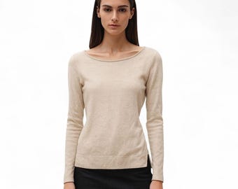 Club Monaco 100% Cashmere Sweater – Speckled Beige, Size XS
