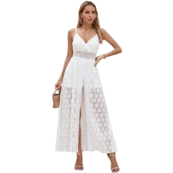 knee length dresses for ladies V-Neck Strappy Jumpsuit Straight-Leg Pants – Emes Shop