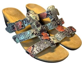 Vionic Snakeskin Radiant Wedge Sandals Size 10 Women's